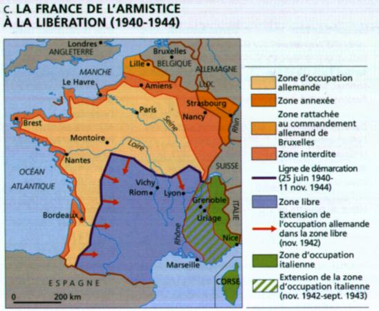 La partition de la France pendant la Seconde guerre mondiale