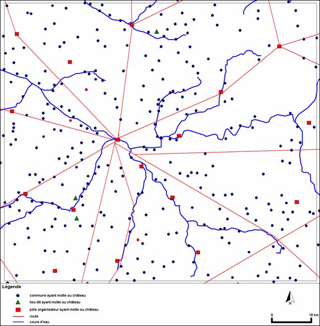 La carte de répartition atemporelle des mottes et châteaux de l'Amiénois